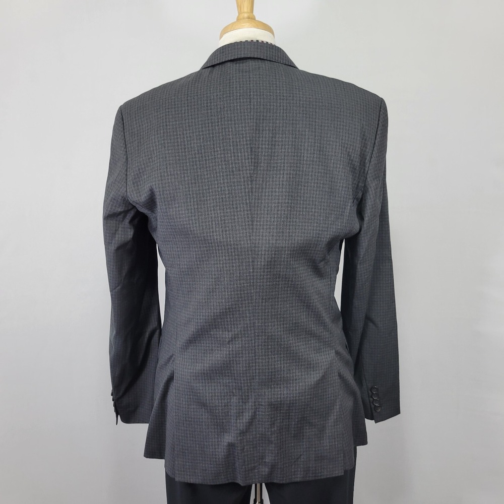 Men's Hugo Boss Sport Coat Blazer Two Button Charcoal Gray Checked Reda Size 44R - Picture 8 of 16
